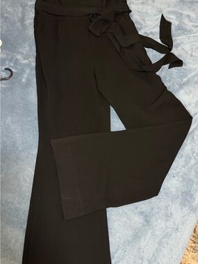 Diane Von Furstenberg Black Wide-Leg Tie-Waist Pants